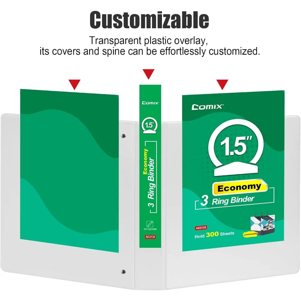 Round Ring Binders 1.5 Inch, Clear View Covers, Holds 300 Sheets, US Letter Size, 12 Pack Bundle