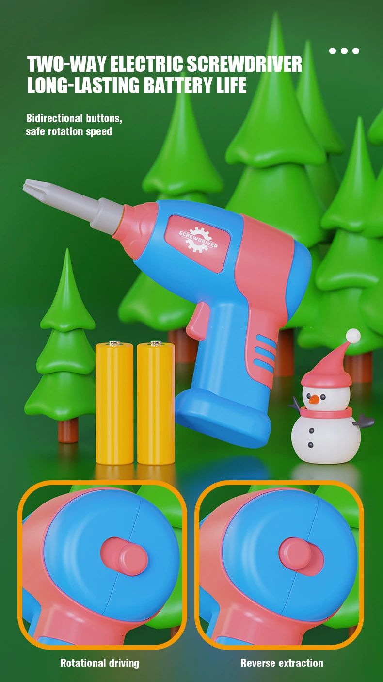 DIY Montage-Elektroschrauber-Spielzeugset Weihnachtsgeschenke Kinder-Reparatur-Werkzeugkasten Kreative Spiele Lernspielzeug für Kinder – Detail 5