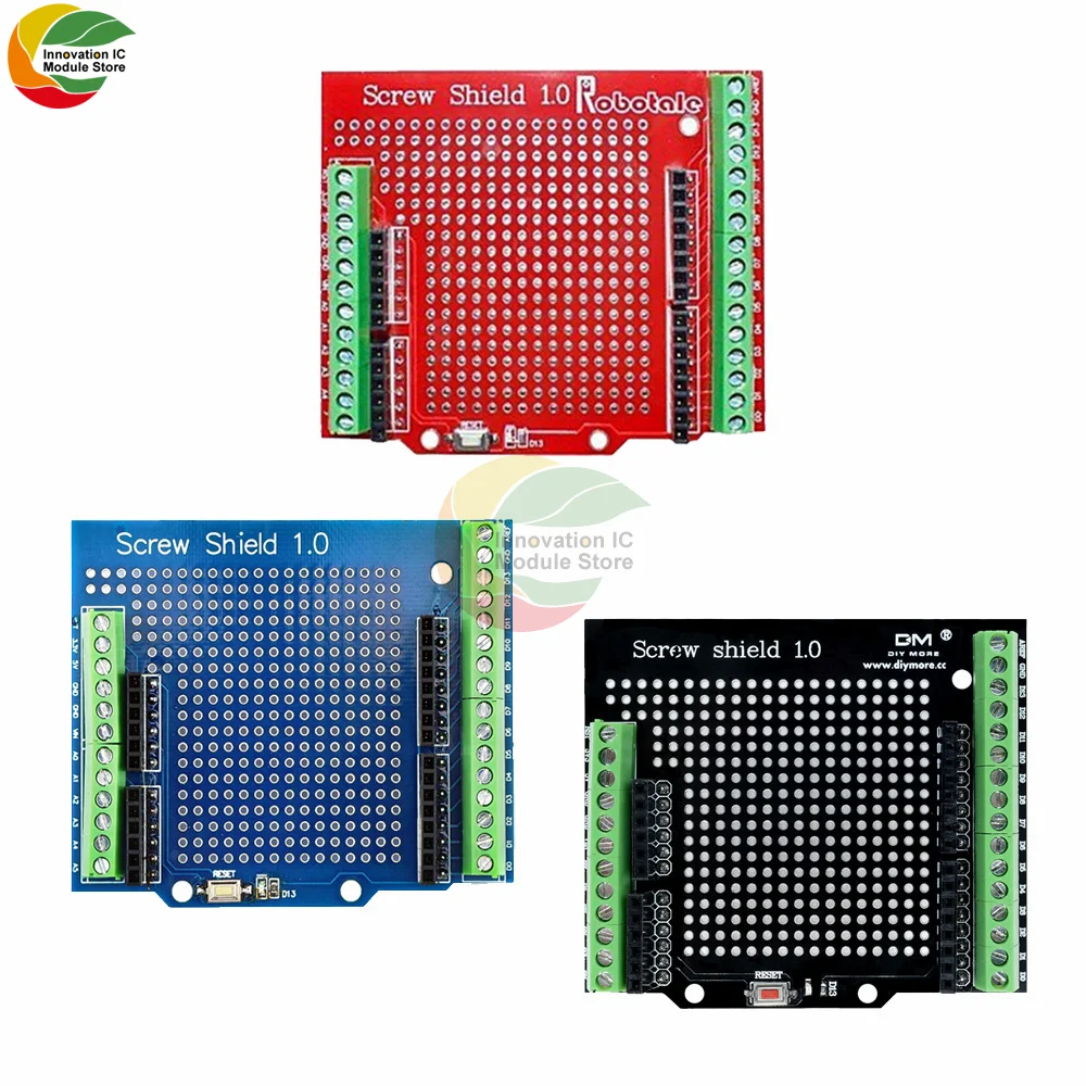 Proto Screw Shield for Arduino Open Source Reset Button D13 LED NEW For Breadboard 3.81 Terminal Double-sided PCB SMT Solder DIY