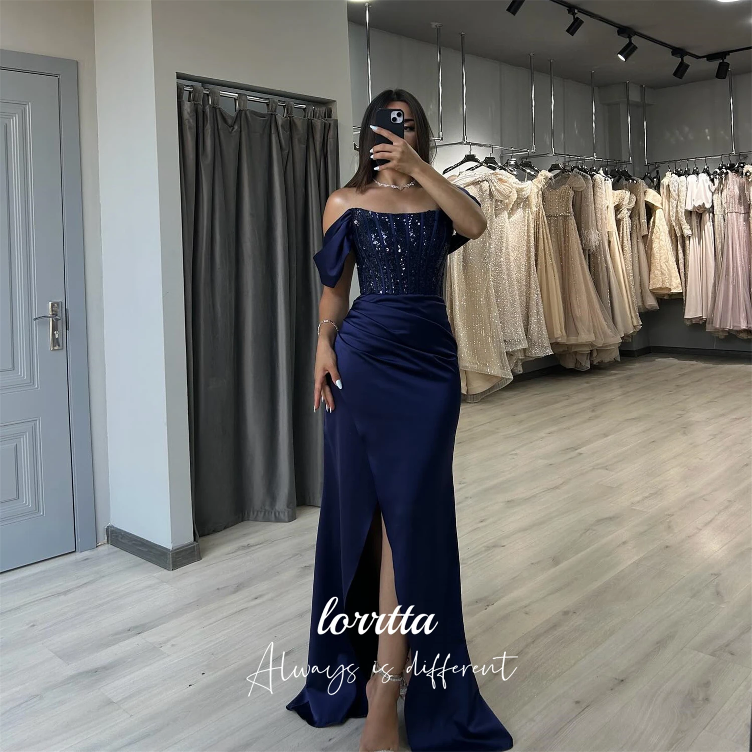 

Роскошные женские вечерние платья Lorrtta Blue для особых случаев Vestidos De Festa Prom Dress فساتين سهرة Атлас по индивидуальному заказу