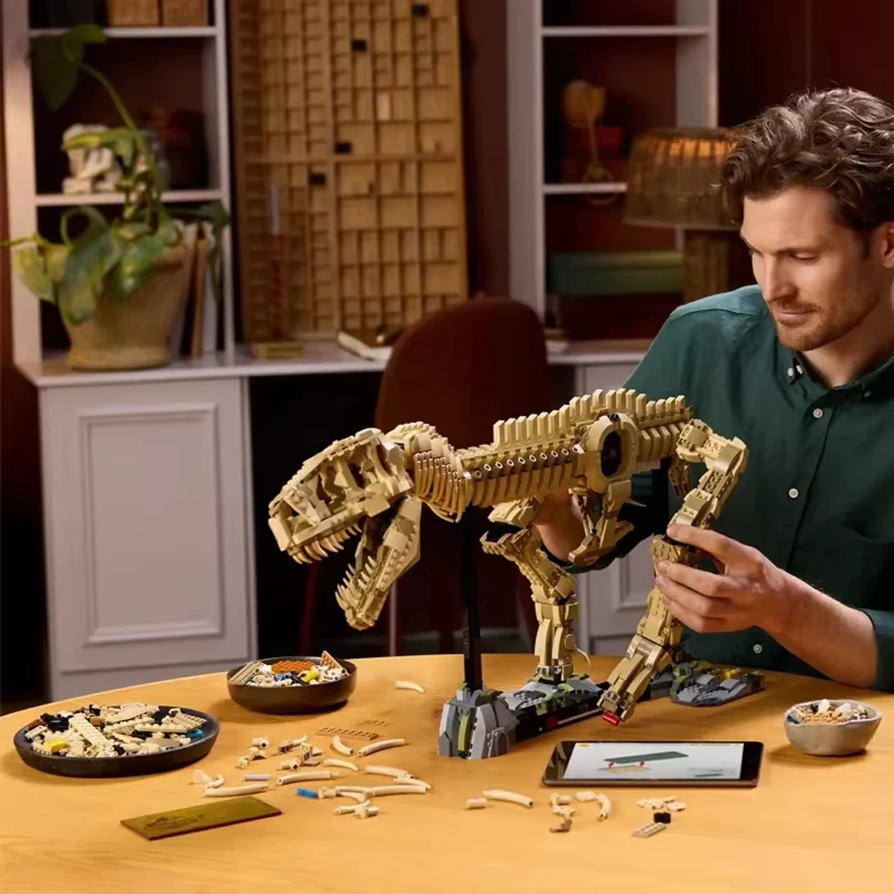 سلسلة إبداعية مكونة من 3145 قطعة من عظام الديناصور 100 سنتيمتر تيرانوصور الأحفوري نموذج اللبنات السلع المنزلية اللعب عيد الميلاد