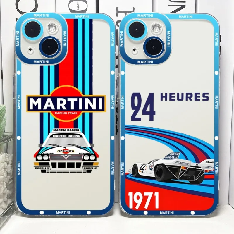 Martini Racing Stripe Mousepad Telefoon For IPhone 15ProMax 13 14 12 11 Pro Max Mini Transparent Angel Eyes Cover