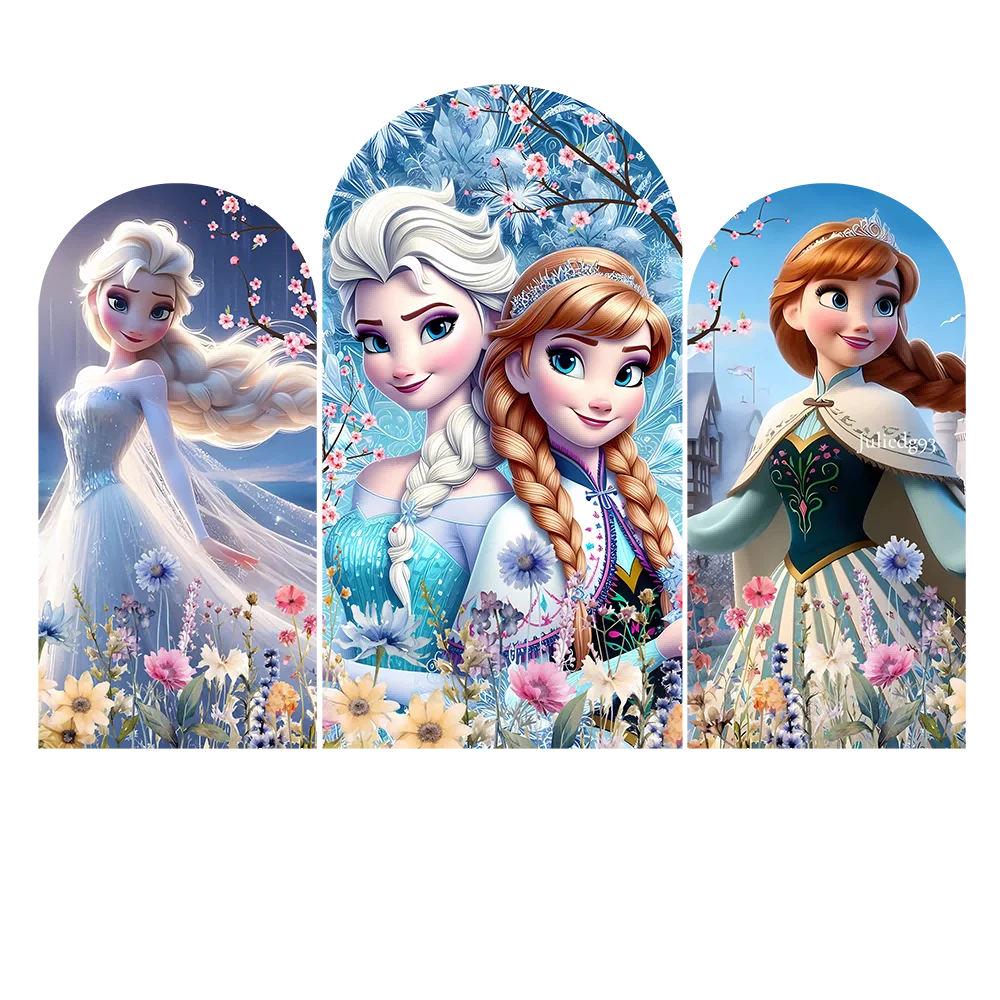 Disney Frozen Arch Backdrop Cover Birthday or Girl's Birthday Party Decor Candy Dessert Table Cover Banner