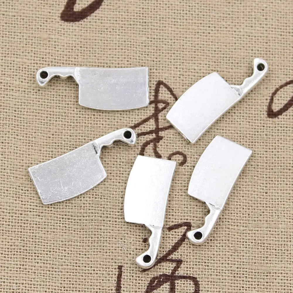 30pcs Charms Kitchen Knife Meat Cleaver 23x9mm Antique Bronze Silver Color Plated Pendants Making DIY Handmade Tibetan Jewelry