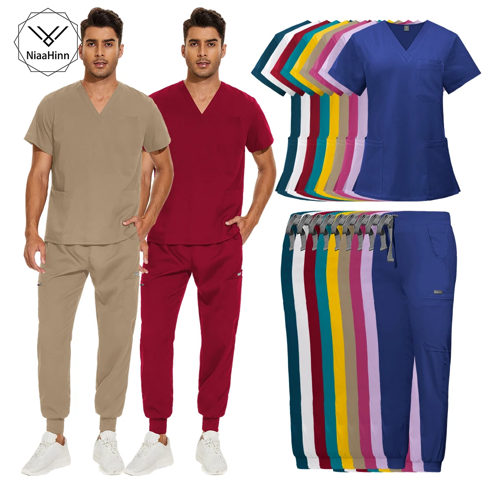 

Scrub Medical Uniform Women Set Unisex Hospital Nurse Uniform Nursing Accessories Dental Scrub Operating Room Surgical Gowns Men