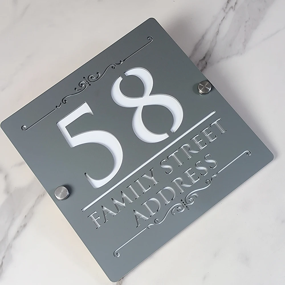 الحديثة شخصية مخصصة الليزر قطع الاكريليك رقم المنزل الحديث علامة عنوان اسم اللوحة ثلاثية الأبعاد رسالة الذهب الأسود لوحة في الهواء الطلق #4