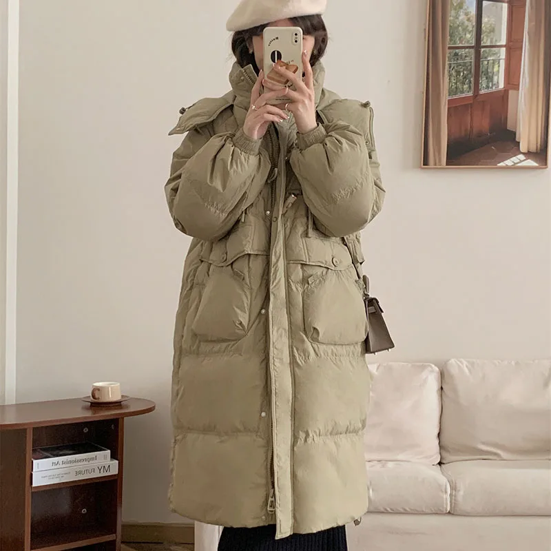 ไม้ไผ่หวาน Casp Overcoat 2024 แฟชั่นฤดูหนาว WARM Hooded เป็ดสีขาวลงเสื้อแจ็คเก็ตคุณภาพสูงผู้หญิงลงเสื้อแจ็คเก็ตผู้หญิง H119