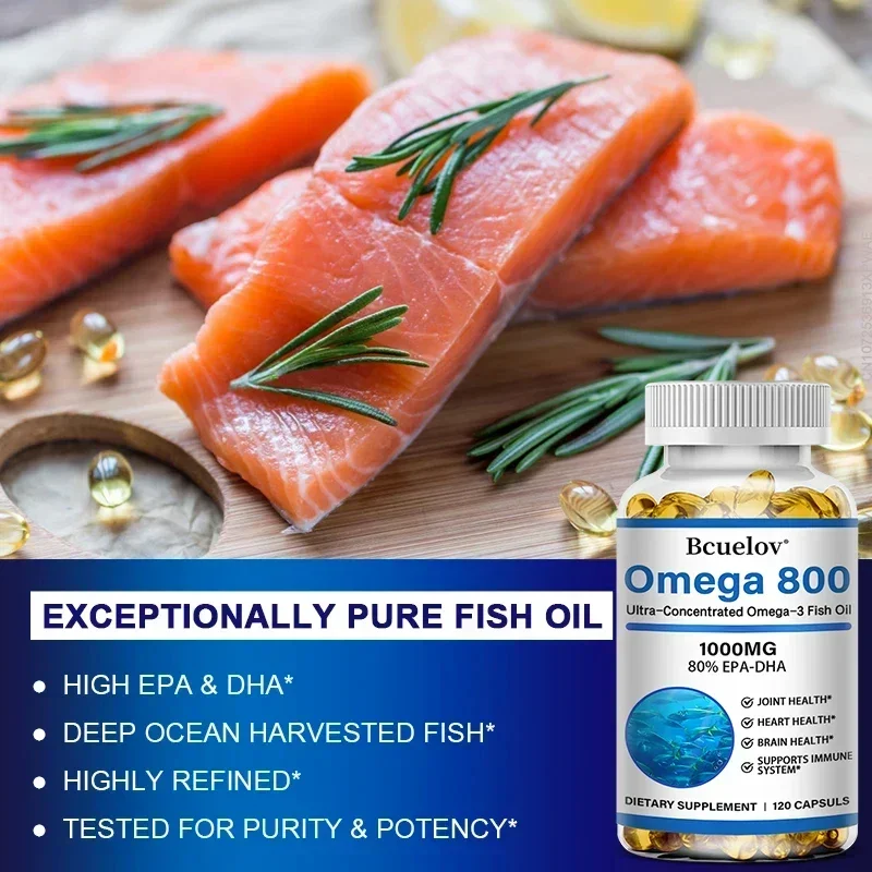 Добавка с рыбьим жиром, 1000 мг, мягкие капсулы Omega 3 с EPA и DHA, поддержка сердца, мозга и иммунной системы