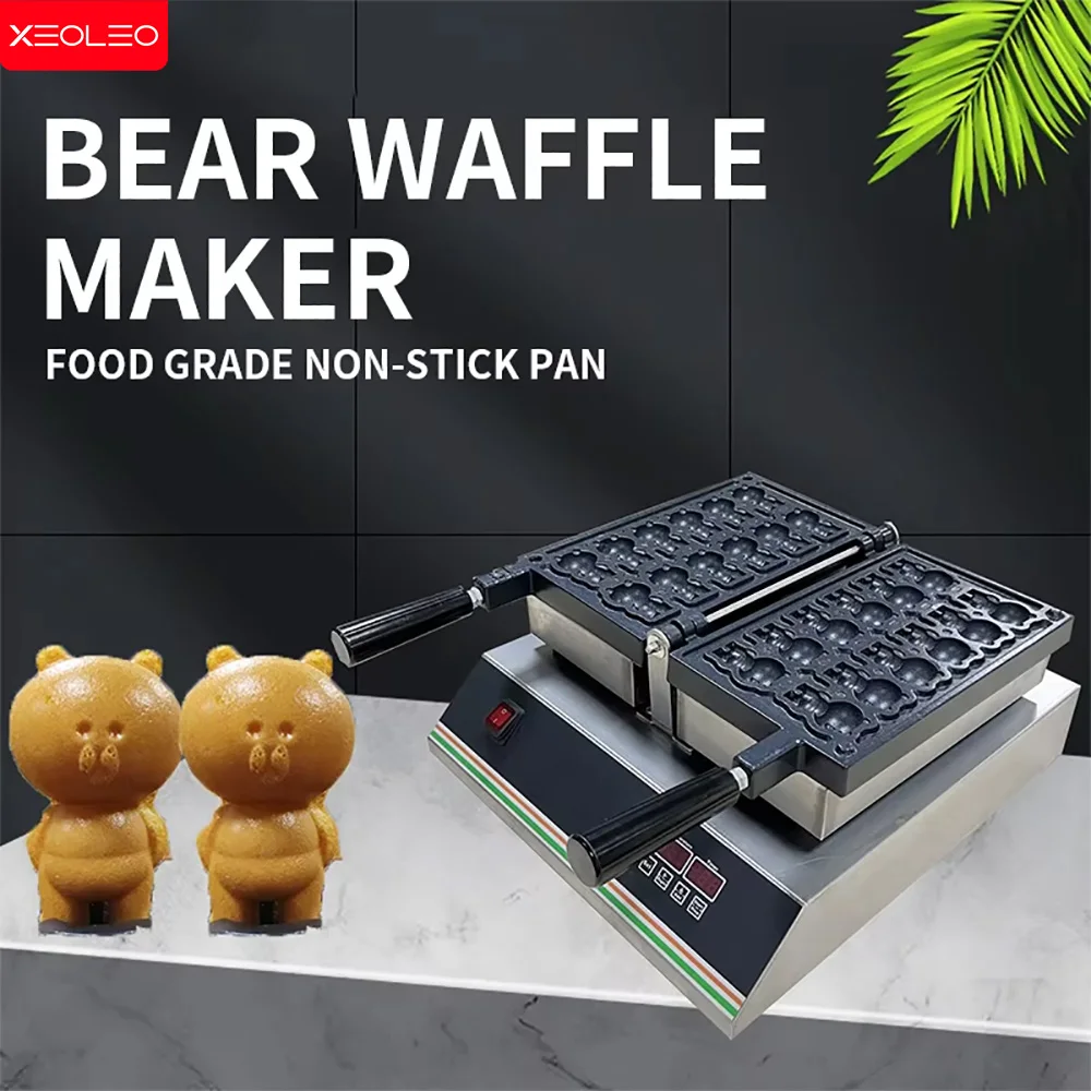 

XEOLEO Electric 12PCS Bear Shaped Waffle Maker 1800W intelligence Little Bear Taiyaki Machine Non-Stick Coating Waffle Iron