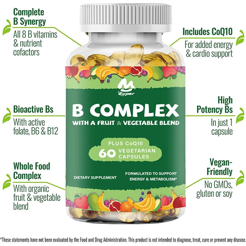 Vitamin B complex contains methyl B12, methyl folate, vitamin B6, biotin choline, and coenzyme Q10