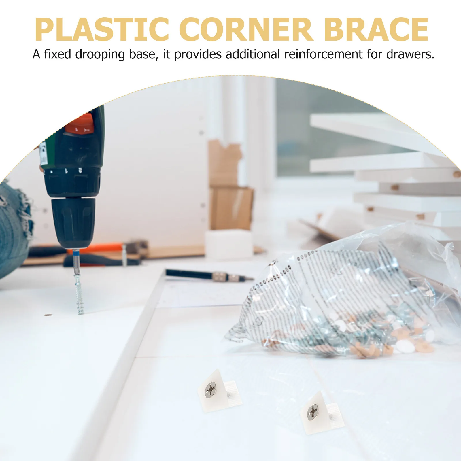 100pcs Shelf Support Pins Layer Board Screw Drawer Bottom Corner Braces Repair Kit Plastic Angle Code Bracket Furniture Corner