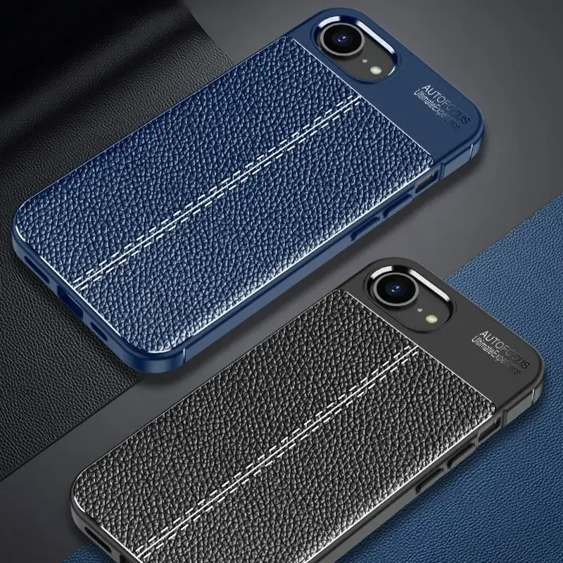 

Phone Case For iPhone 16 Plus Pro Max 16E Texture T-stitching Leather Silicone Soft Cover For iPhone 16 E 16Pro+ Max Pro Shell