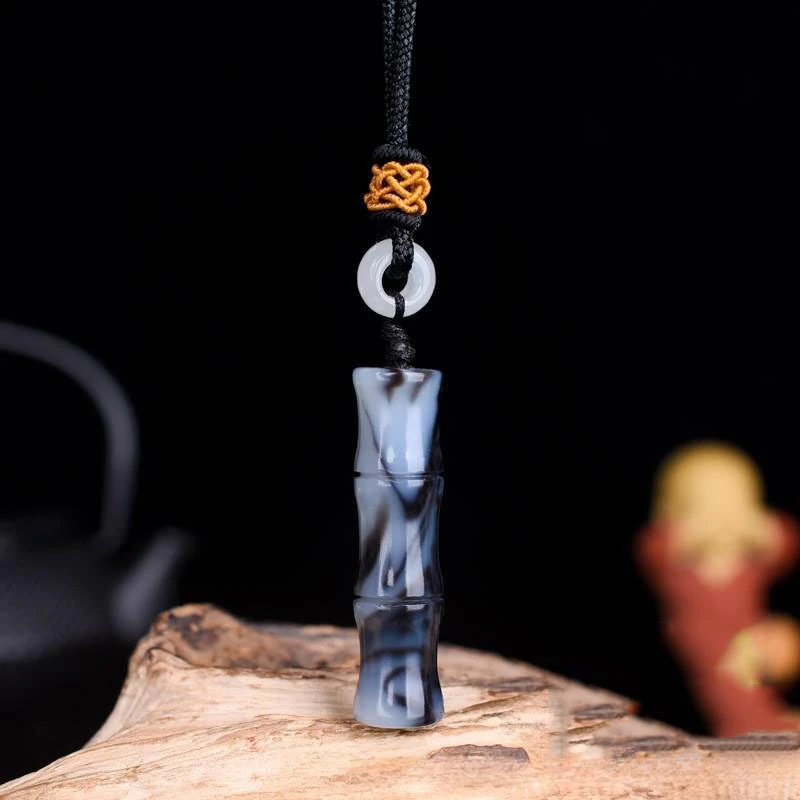 Blue-and-white Jade Slub Pendants for Men and Women, Bamboo News, Peace and Prosperity, Wild Pendants.