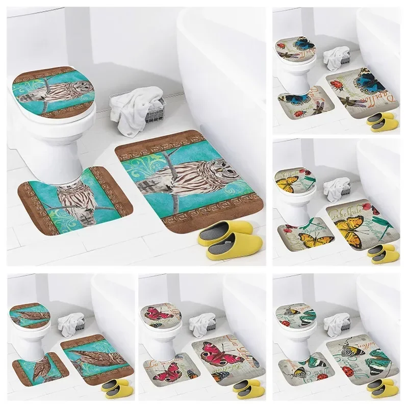 

Non slip shower mat bathroom carpet shower retro pattern decoration water absorbing bathtub carpet toilet cover decorative cover