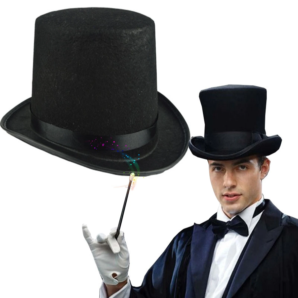 

1Pcs Magician Hat Solid Color Holiday Party Halloween Hat Fashion Unisex Personality Party Show Adult Hat