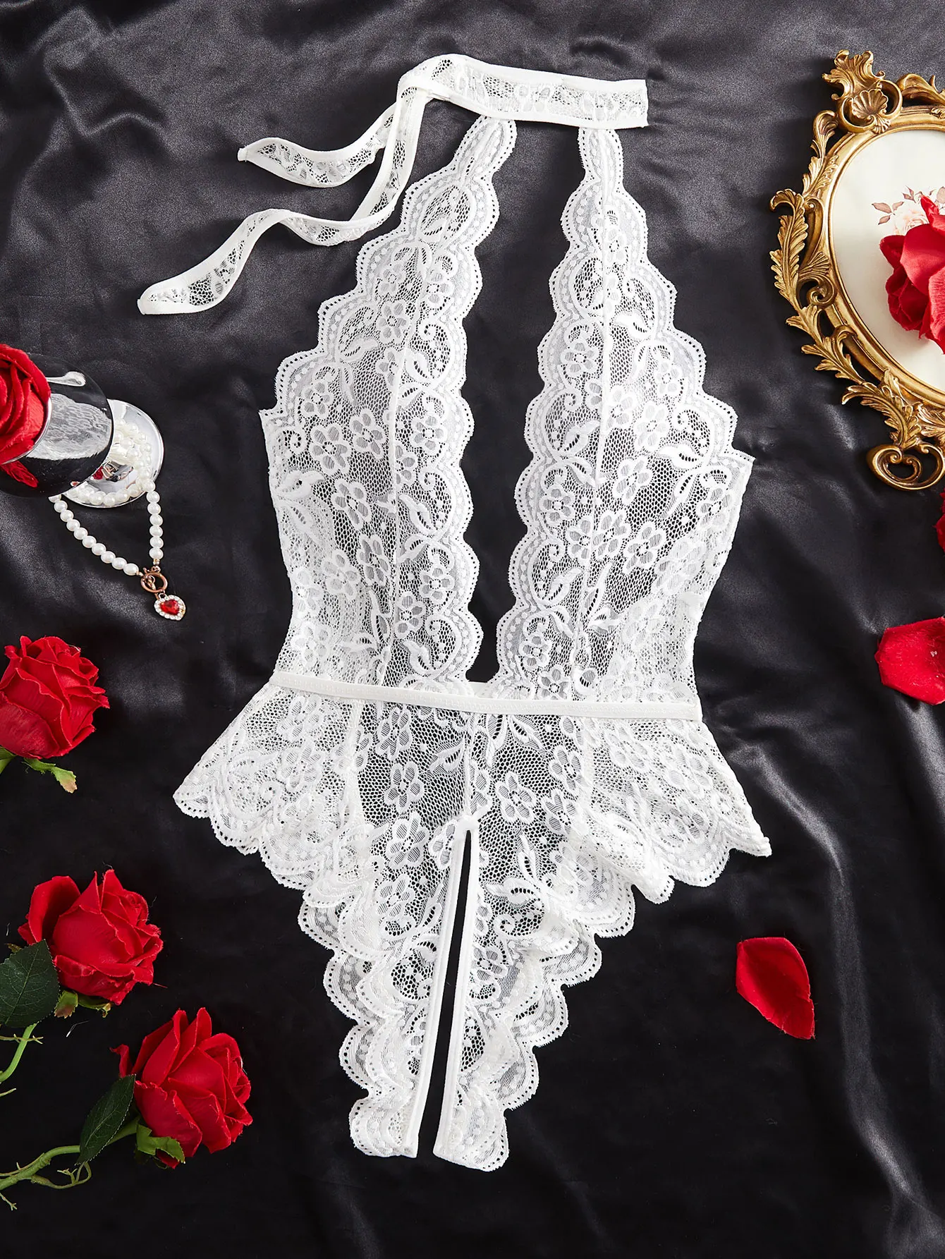 

Женская одежда для сна, сексуальное ночное платье, сексуальная пижама для взрослых, цельная пижама Babydooll без рукавов с открытой спиной и вышивкой, платье