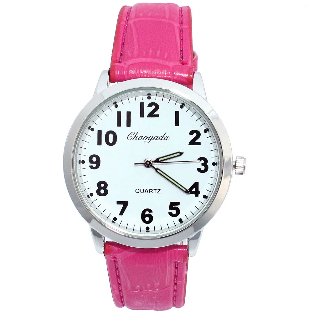 Часы женские кварцевые с цифрами, с кожаным ремешком