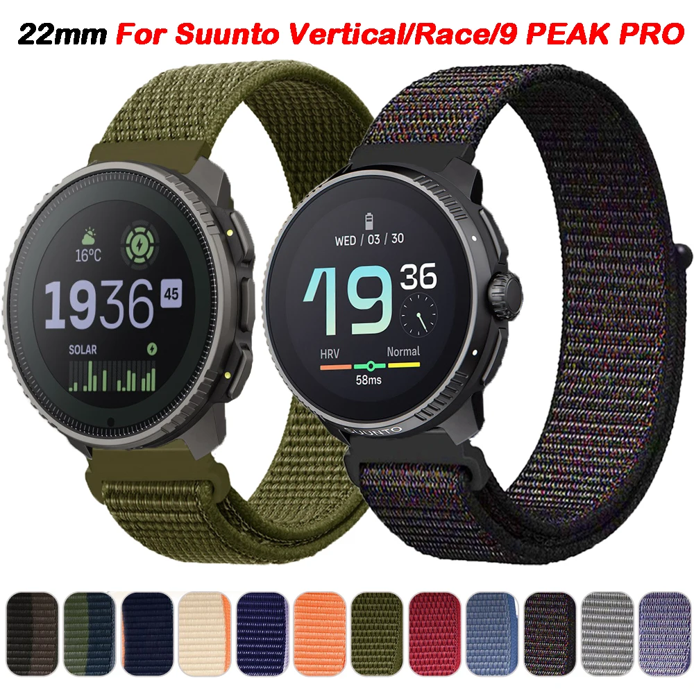 22mm Nylon Loop Watch Strap For Suunto Vertical Race Watchband For Suunto 5 9 Peak Pro Bracelet Replacement Wristband