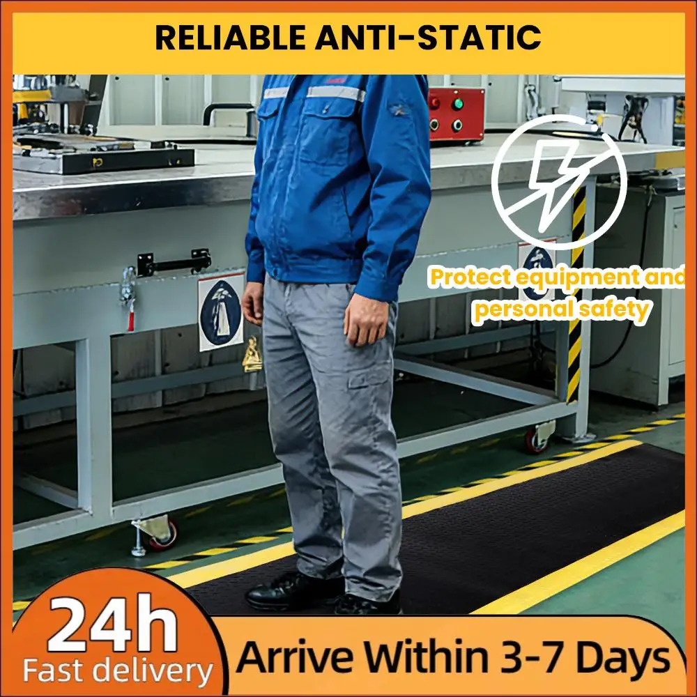 

Fatigue Mat 144x36inch Anti Fatigue Floor Mat Thick 3/4in Black with Yellow Border for Industrial and Commercial Workplaces