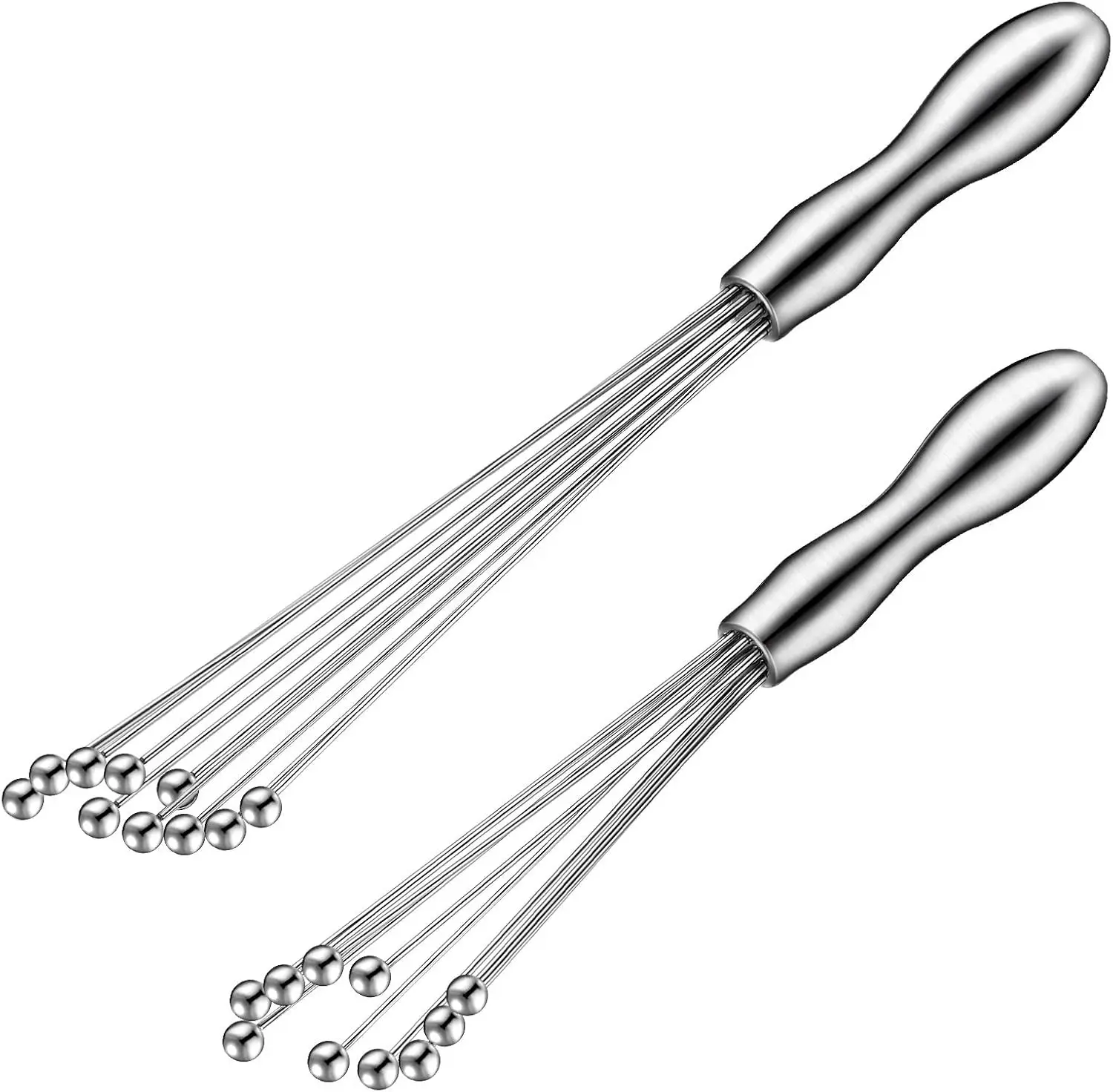 

2 Pieces Ball Whisk Set 10-Inch and 12-Inch Stainless Steel Wire Egg Whisks for Cooking Blending Whisking Beating Stirring