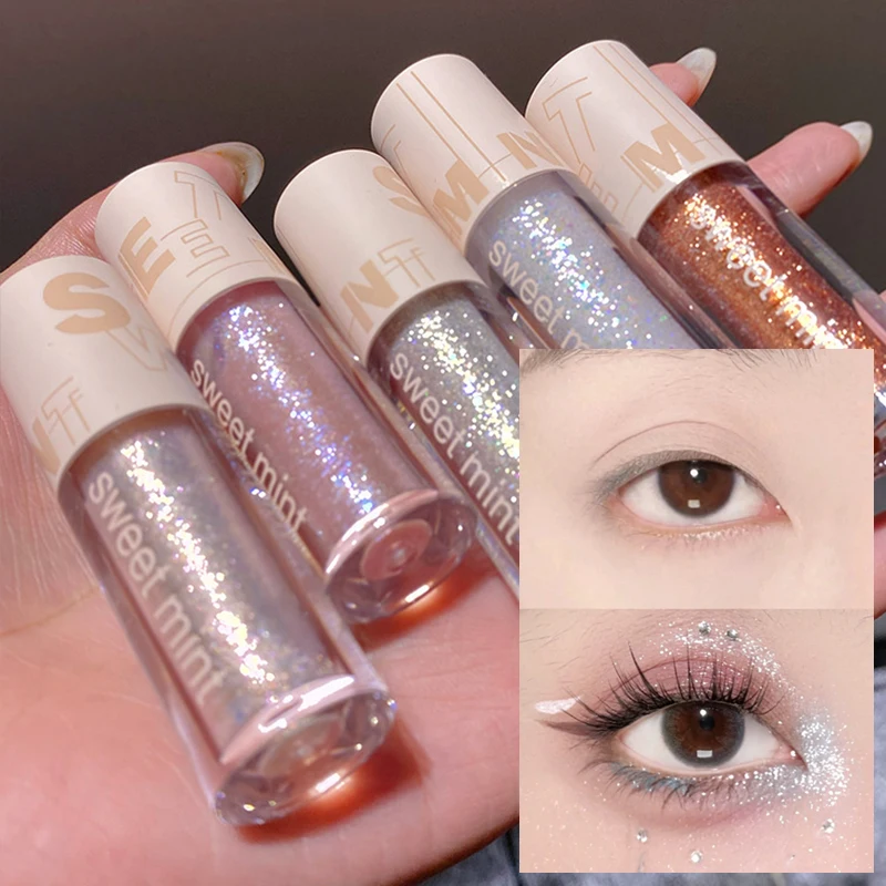 Waterproof Shiny Highlighter Liquid Eyeshadow Pearlescent Pink Sequins Lasting Glitter Lying Silkworm Eyeshadow Makeup Cosmetics