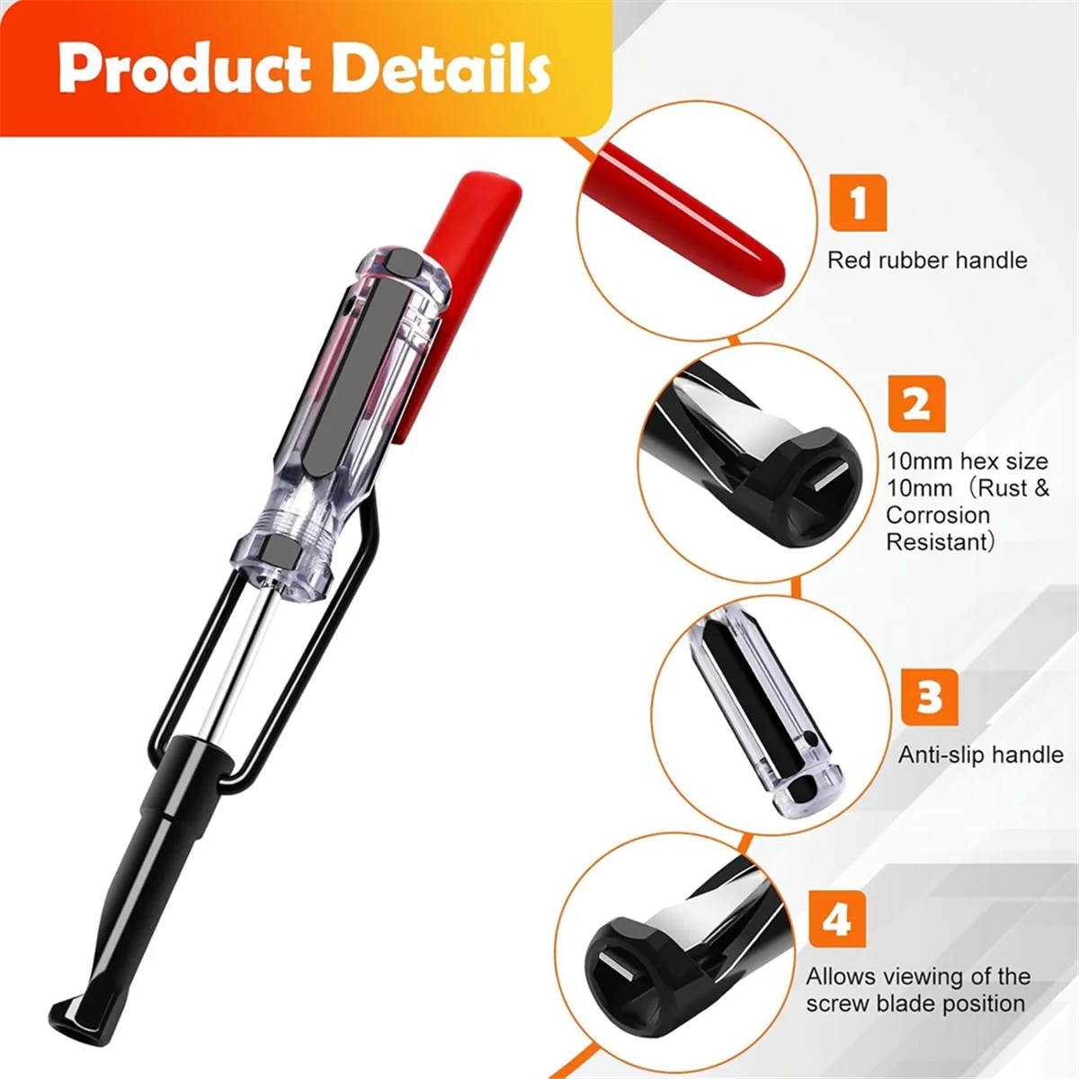 

A002 10mm Jam Nut Value Adjustment Tool, Bevel Sensor,Slotted Valve Adjustment Stud, Valve Guide Removal Tool for Positioning