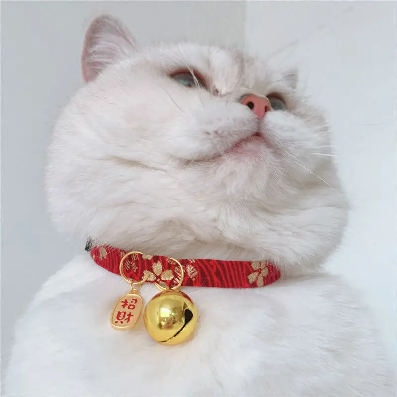 Silent Bells Cat Collars New Year Cat Collars With Auspicious Tags Easy Breakaway Collars With Muted Bells