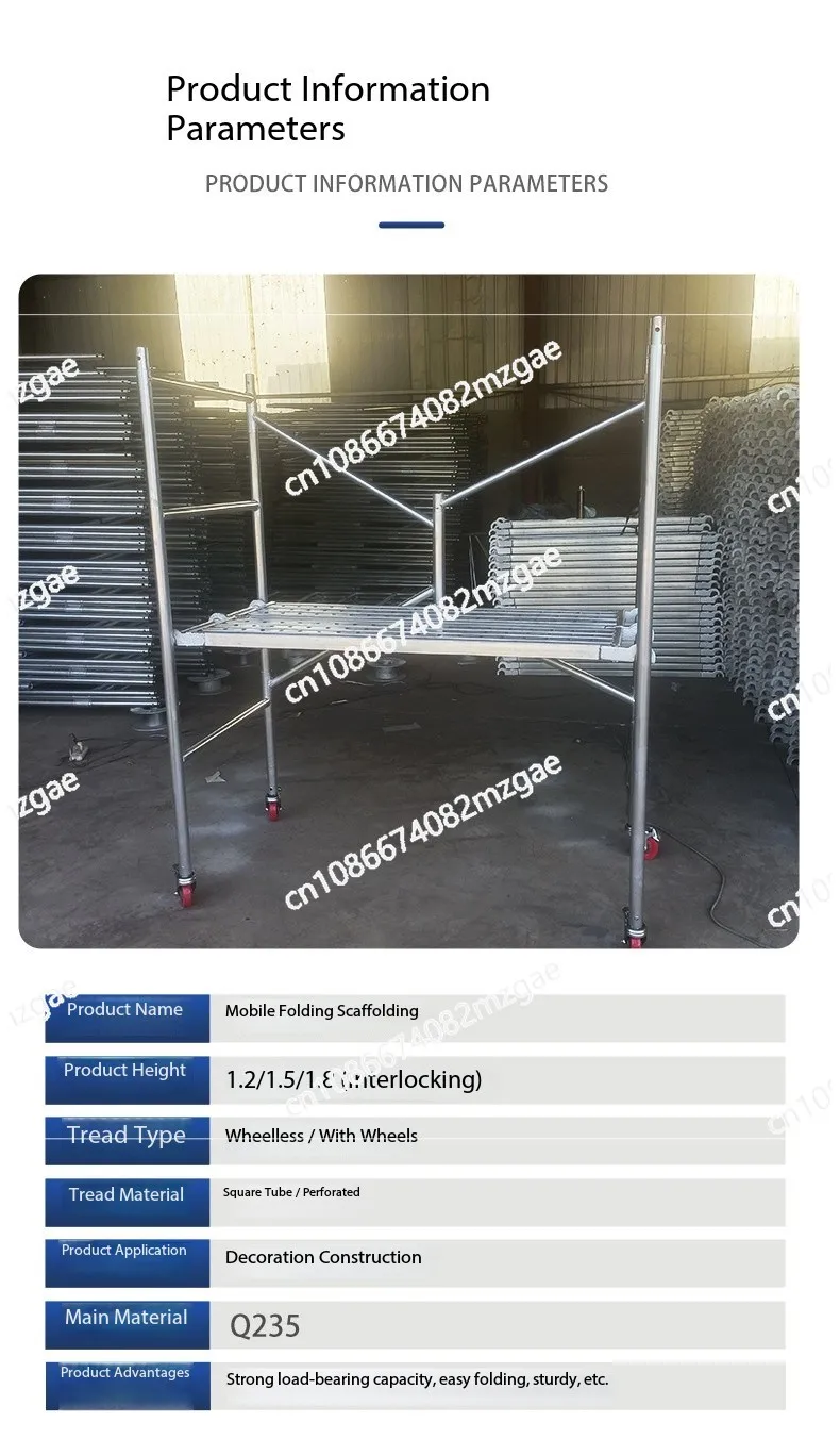 Foldable Rolling Scaffolding Platform with Wheels, Reinforced Thickened Frame for Quick Setup in Renovation and DIY Projects