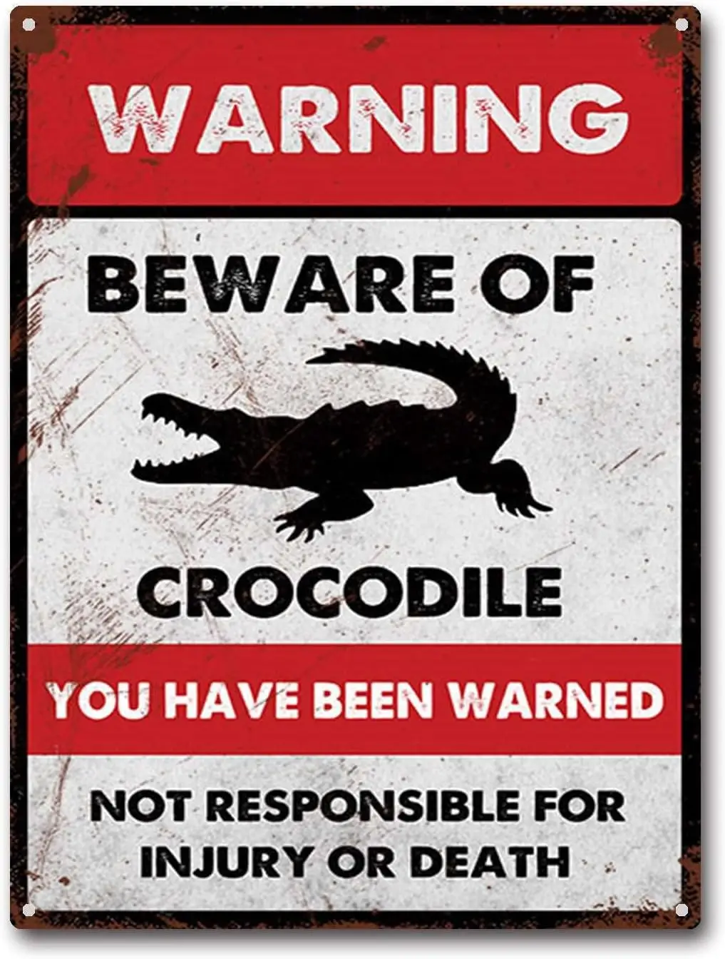 Tin Sign Beware of Crocodile Metal Tin Sign Vintage Bar Man Cave Patio Wall Decoration 12x16Inch Tin Sign