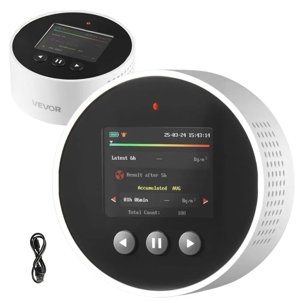 เครื่องตรวจจับ Radon Air คุณภาพแบบพกพาแบตเตอรี่สําหรับใช้ในบ้าน 3.3Bq ถึง 37kBq/m3 การตรวจสอบจริง