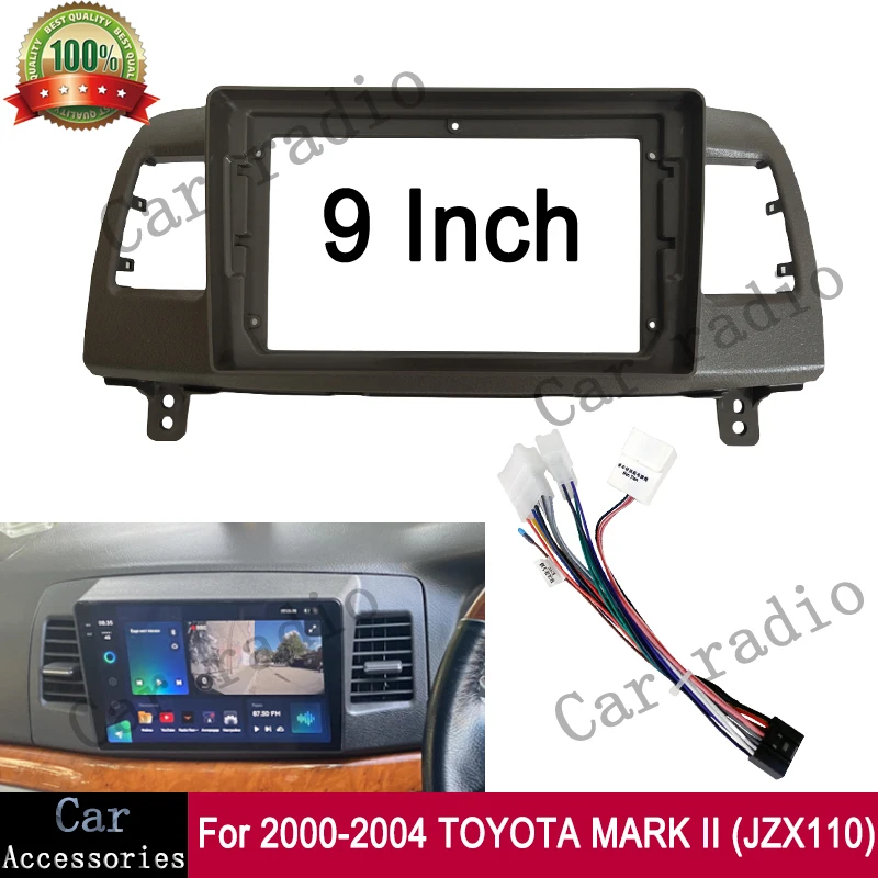 

For 2000-2004 TOYOTA MARK II (JZX110) 9 Inch Car Radio Android Stereo Frame Player 2Din Head Unit Fascia Panel Dash Board Cover