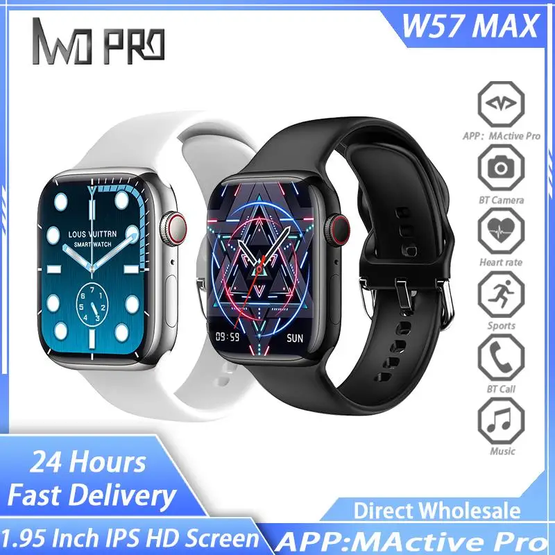 New IWO NEW W57 MAX Men Smart Watch SmartWatch NFC 1.95IPS Large Screen 428*518 Resolution 380mAh Bluetooth Call PK W57 W27 MAX