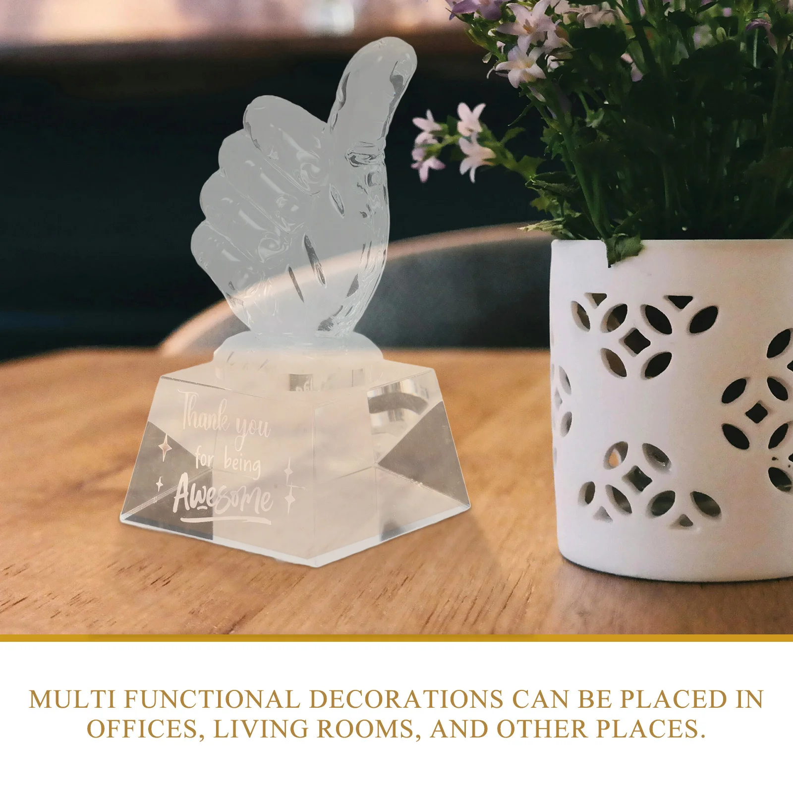 

Crystal Thumb Trophy Clear Finger Award Decorative Trophy Home Party Gift Crystal Trophies Thumb Up Trophies Award