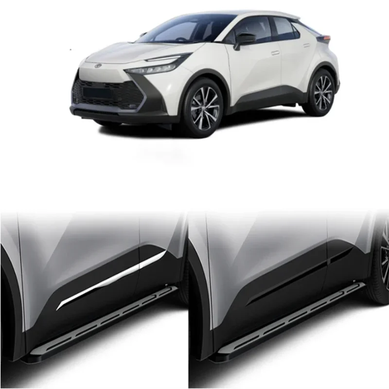 الملحقات الخارجية لتويوتا CHR C-HR 2024 2025 ABS كروم أسود الجانب الباب غطاء الجسم المصد الأمامي الخلفي صب الكسوة