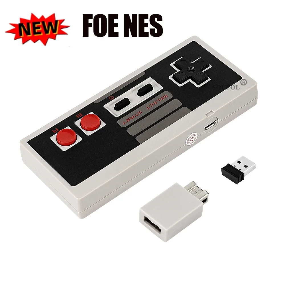Controlador USB inalámbrico de 2.4 GHz, gamepad clásico para receptor inalámbrico, mini controlador de juegos NES, joystick.