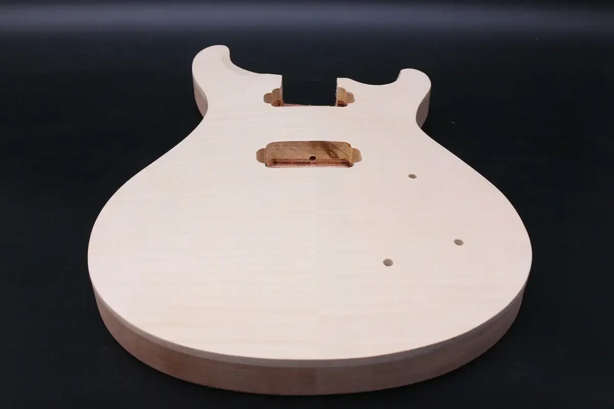 Chitarra elettrica incompiuta corpo fiamma impiallacciatura di legno d'acero Set In stile indietro forato sostituzione della chitarra di alta qualità progetto fai da te