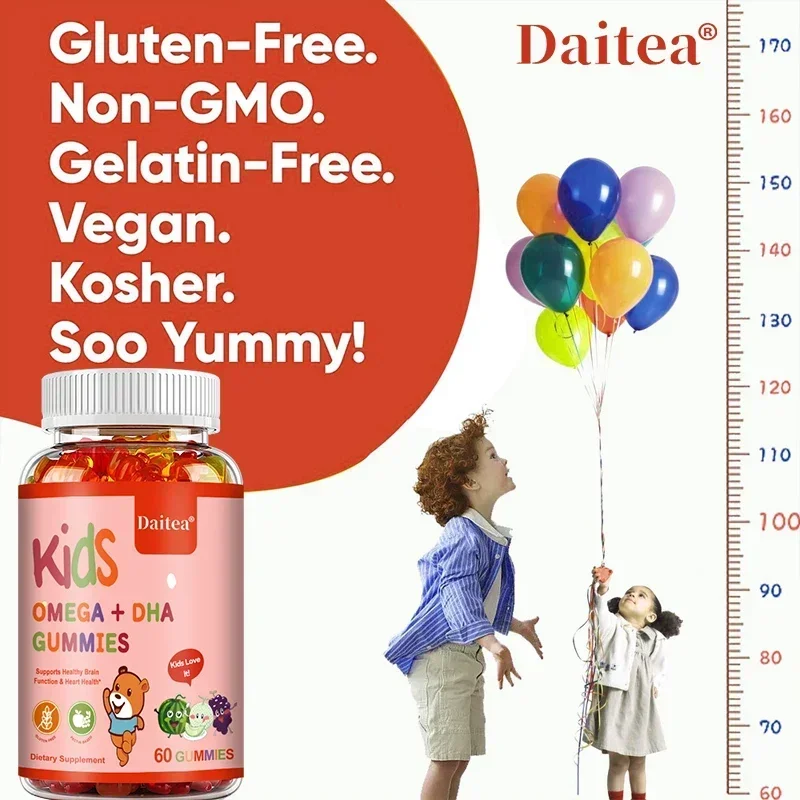 Children\'s Intelligence Supplement Gummies OMEGA + DHA Supports Attention, Memory and Nutrition, Brain Function Supplement