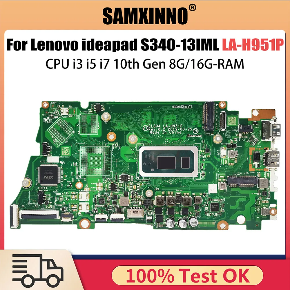 

LA-H951P Mainboard For Lenovo Ideapad S340-13IML Laptop Motherboard 5B20W59233 With CPU i3 i5 i7 10th Gen 8G 16G-RAM