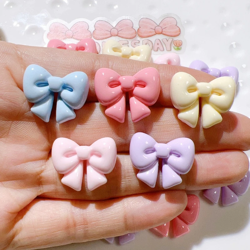 10pcs/Set Hot Sale DIY Hole Shoes Charms For Bright Surface Bow Tie Charms Designer Quality Garden Shoe Decoration Girl Gift