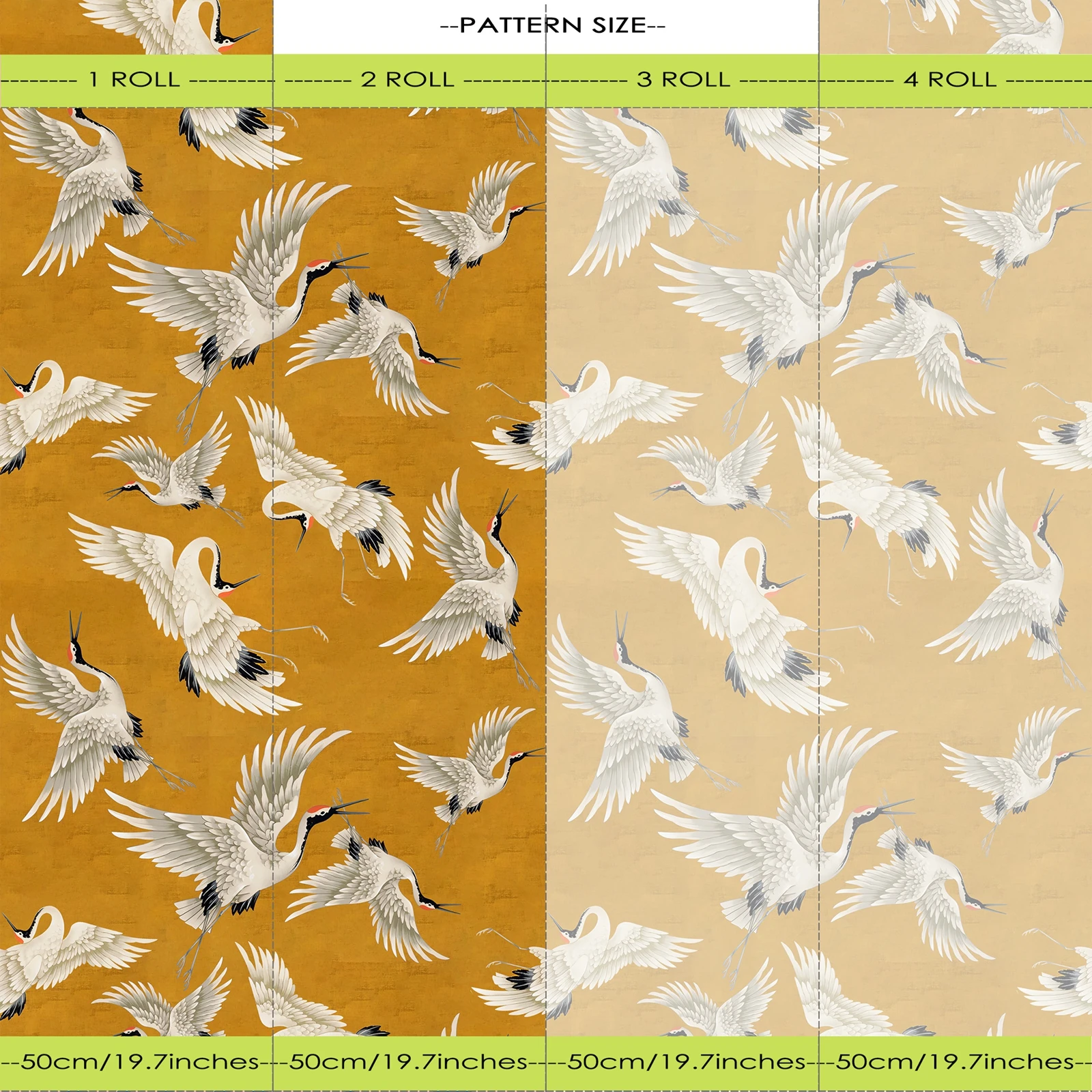 ملصقات حائط لطيور الرافعة الصينية، ورق حائط ذاتي اللصق من هيرون، ديكور منزلي للطيور الصينية لغرفة فاخرة، 50*300 سم #6