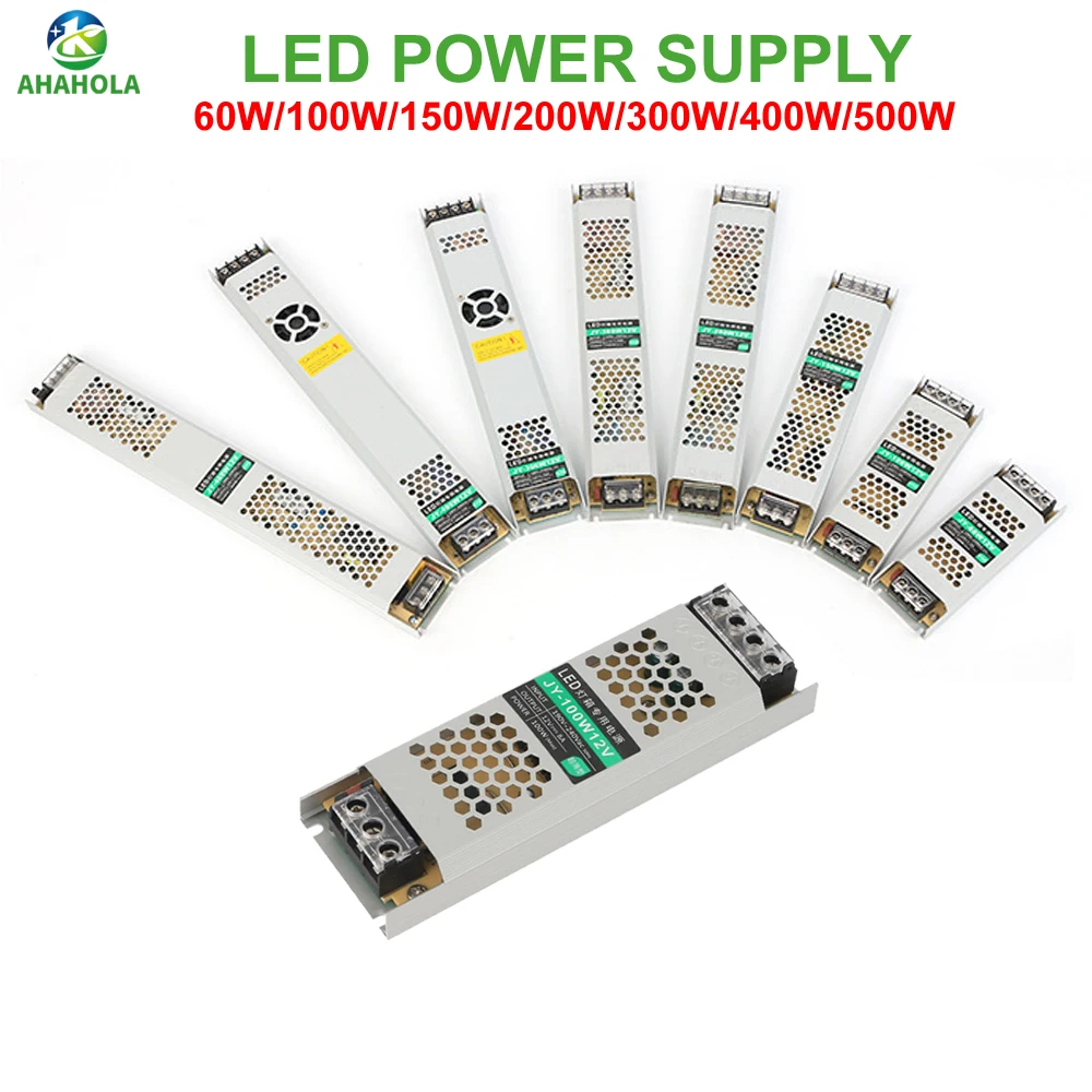 Aluminum DC 12V 24V LED Transformer AC 220V Power Supply Adapter LED Lights Driver Switching Power Supplies 60W 150W 300W 400W