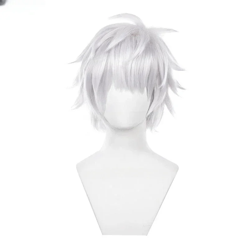Anime Jujutsu Kaisen Gojo Satoru Cosplay Wig Short Fluffy Layered Rose Net Heat Resistant Synthetic Hair Wigs