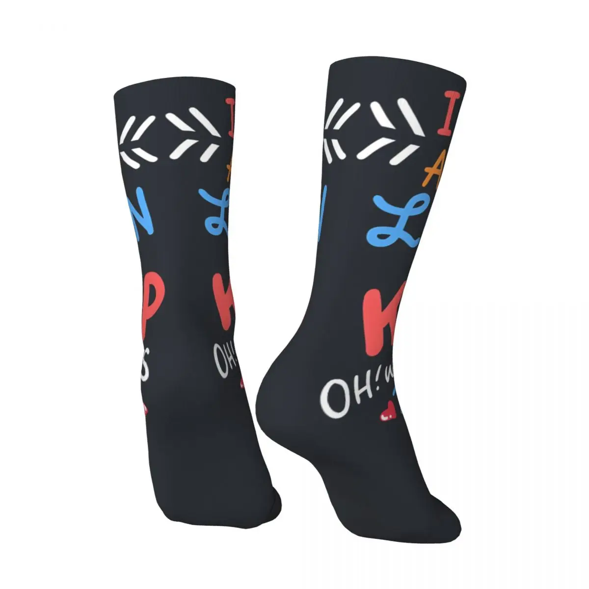 Super Cute K-Pop Lover Quote Men's Socks Vintage Harajuku Kpop Street Style Novelty Pattern Crew Sock