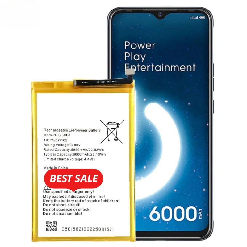 BL-58BT for Tecno Pouvoir 4/LC7/Spark 6 Air/KE6/Pova/LD7/Pouvoir 4 Pro/Spark Power 2/LC8 Phone Battery Replacement Bateria