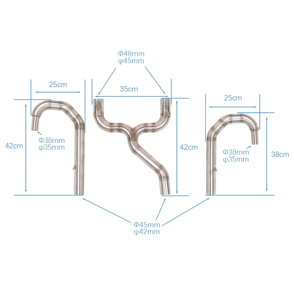 Motorcycle 38mm Exhaust Header Muffler Pipe 2in1 Stainless Steel for  75/6 R80 1977-1986 R90 Cafe Racer Accessories