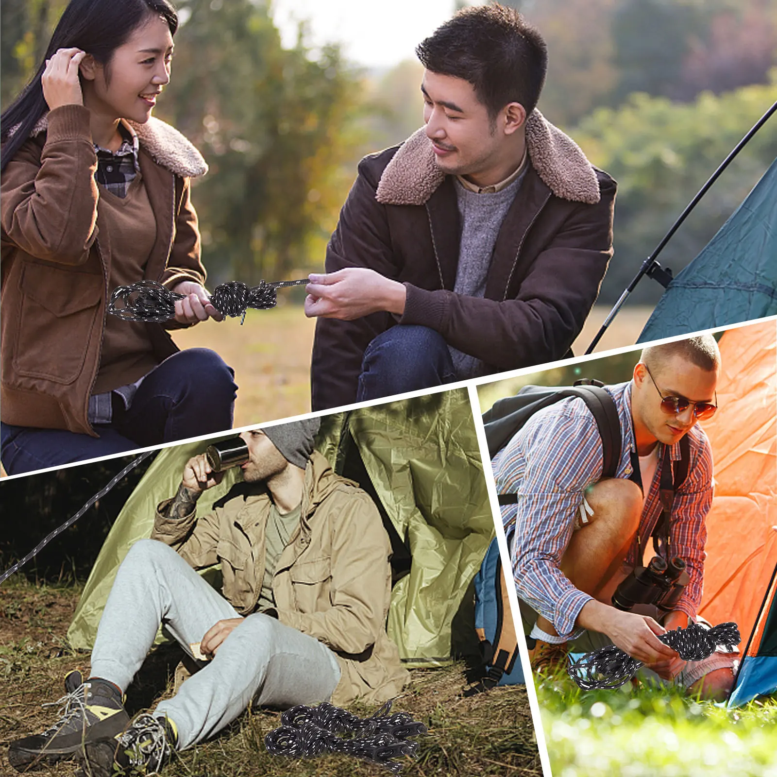 

5pcs Windproof Tent Sturdy Nylon Ground Rope For Camping Hiking Fixing Accessories Durable Easy Carry Professional Rope For