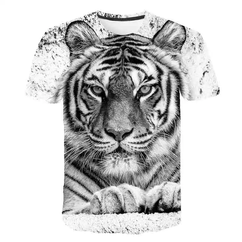 

3D Boy Girl Animal Clothes Tiger Animal Printed T-shirt Summer Wild Face Casual O-neck Short Sleeve Cosplay Funny Tiger T-shirt