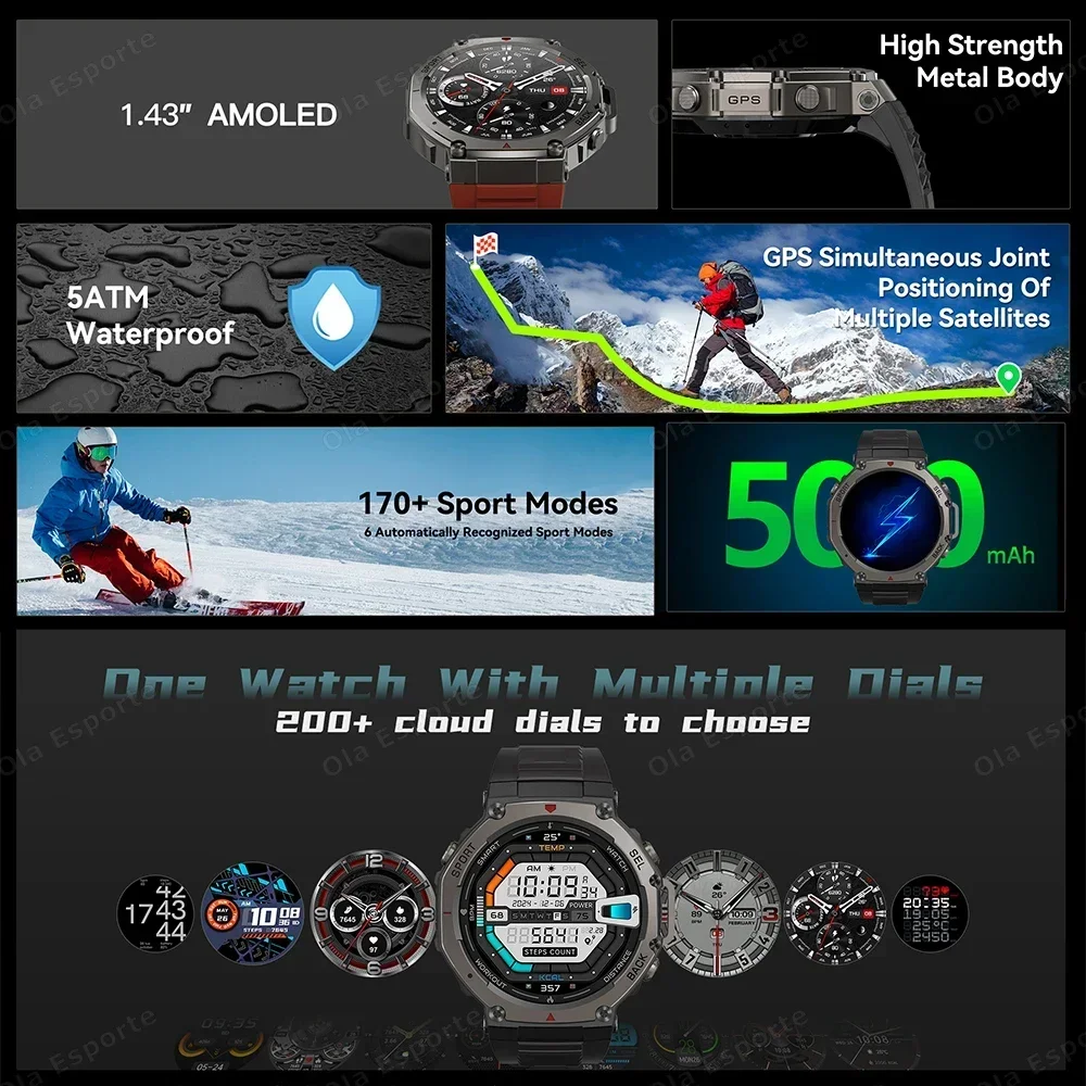 Ultra GPS Military Smart Watch BT Call 5 ATM Waterproof Built-in Dual-band GNSS Compass Sport Smartwatch Men For Xiaomi 2026 New