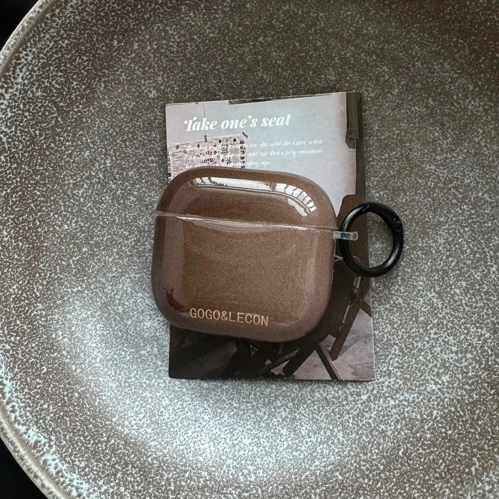 Étui AirPods 1 ou 2 3 4 Pro 2 Pro 3, dégradé marron chocolat avancé avec crochet, résistant aux chocs