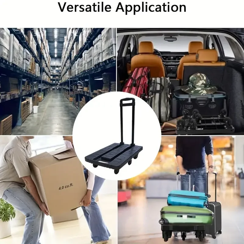 SELORSS Heavy-Duty Folding Hand Truck with 720lbs Capacity, 360°Rotate 7 Wheels, Extendable Large Base, Adjustable Handle